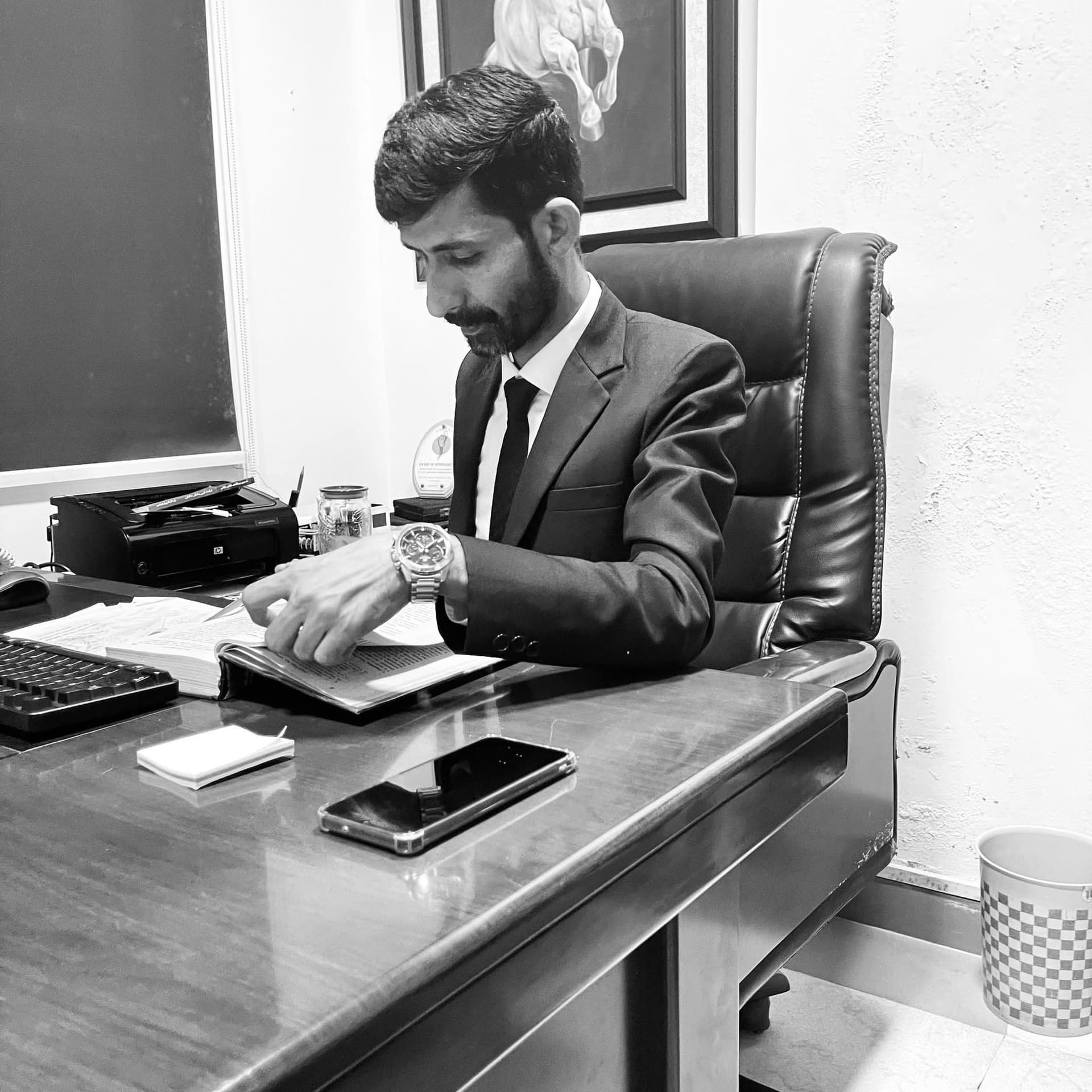 Salman Shar working in his chamber
